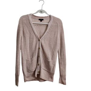 J. Crew Sweater Womens Small Pink Relaxed Cotton Linen Blend Cardigan BH461